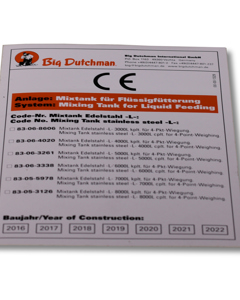 Typenschild D/GB: Mixtank Edelstahl -M-